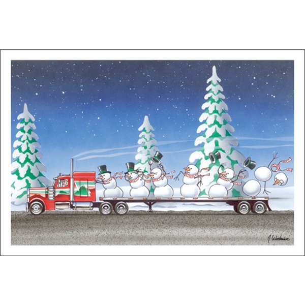 Snowman Blowing Off Big Rig