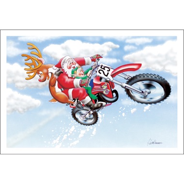 Santa Catching  Air On Dirt Bike