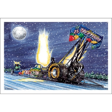 Season's Greetings Top Fuel Dragster Igniting