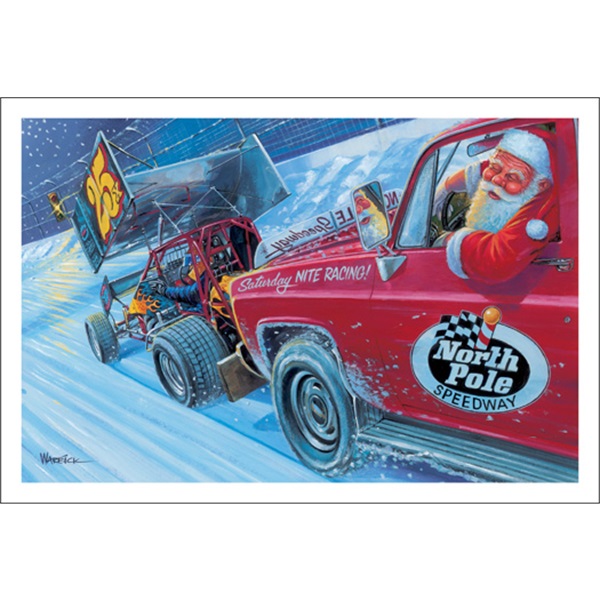 Santa Racing In Motor Speedway North Pole Car