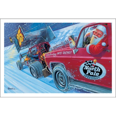 Santa Racing In Motor Speedway North Pole Car