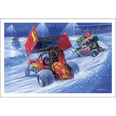 Sprint Cars Kicking It Up In The Snow