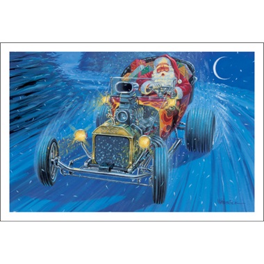 Santa Driving With Noel On Radiator