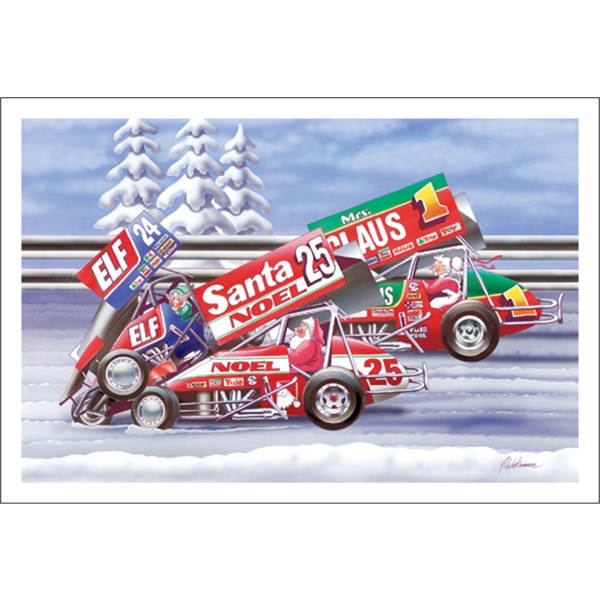 Santa And Mrs. Claus Sprint Car Racing