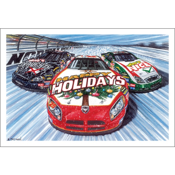 "Naughty, Nice And Happy Holidays Stock Cars"