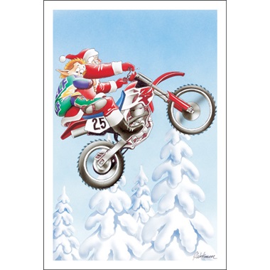 Santa And Elf Catch Air On Dirt Bike