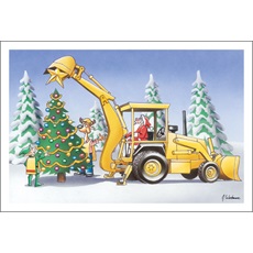 Backhoe Puts Star On Tree Top